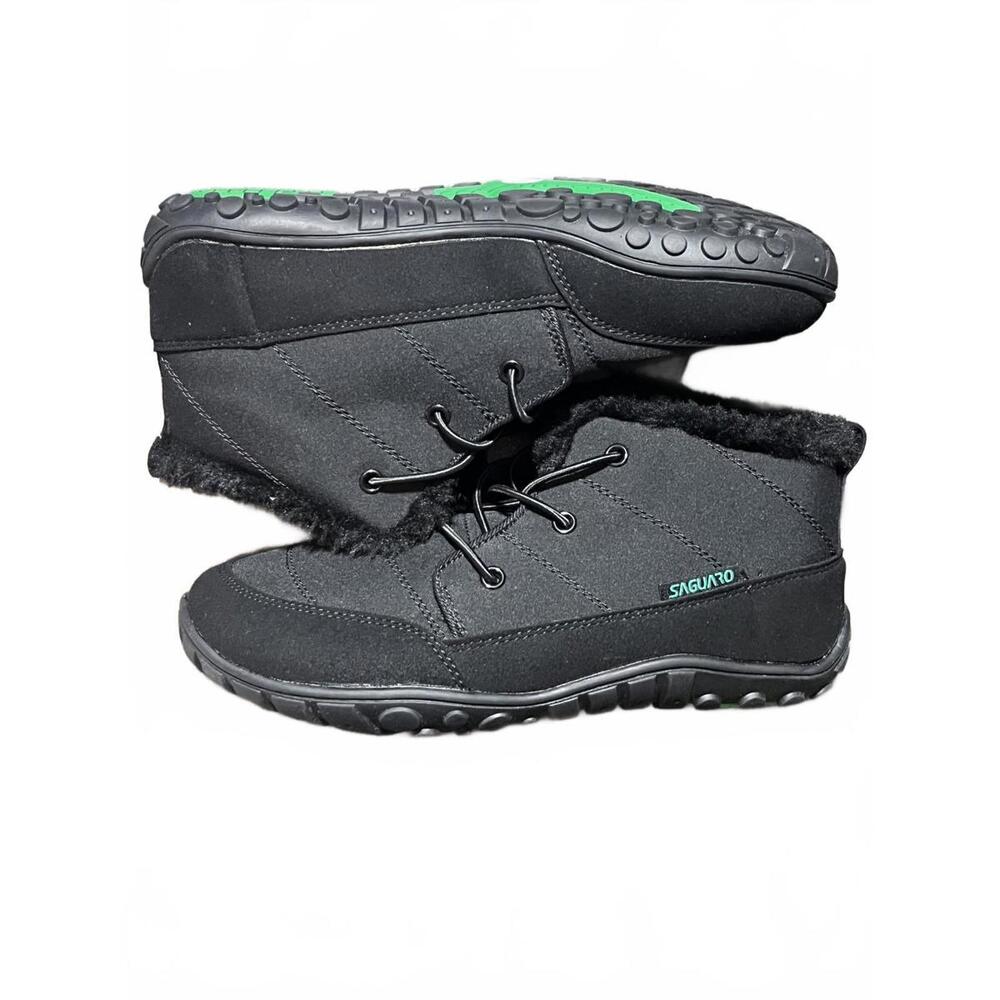 NEW‎ Saguaro Barefoot Winter Boots EU 36 Black Minimalist Faux Fur Lined